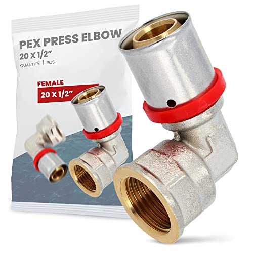 Winkelverbinder PEX-Pressfittings 20 x 1/2'' Innengewinde Heizung Sanitärsysteme Messing Stahl EPDM O-Ringe Perfekte Dichtigkeit Heizungs- Sanitär- Trinkwasserinstallation von Instalguru