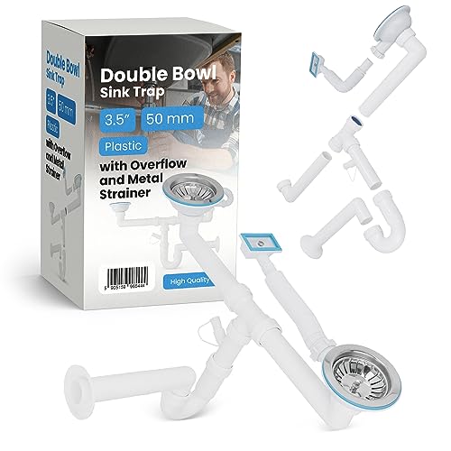 Zweikammerablauf Geruchsverschluss 3,5" x 50 mm Überlauf Abfluss Metallsieb Siphon für Waschbecken Überlauf Abfluss Metallsieb Siphon für Waschbecken von Instalguru