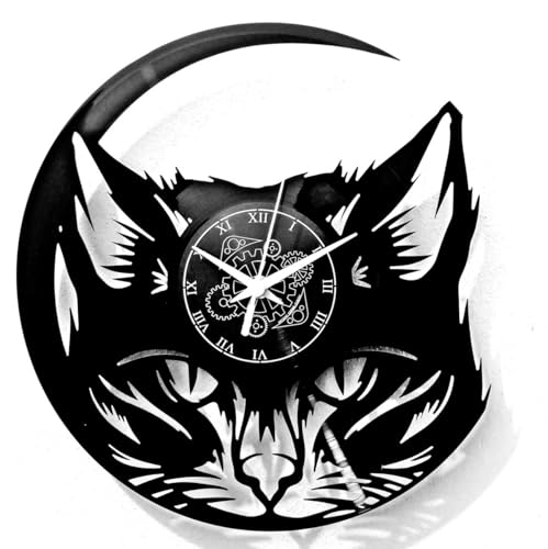Instant Karma Clocks ➤ Katze ➤ Wanduhr aus Vinyl Katzenmotiv und Tiermotiven Haustiere Katzen von Instant Karma Clocks