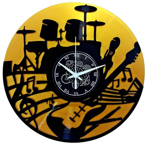 Instant Karma Clocks | Musik Wanduhr | Schlagzeug & Gitarre Design | Geschenk für Musiker | Coole Wanddeko für Musikliebhaber von Instant Karma Clocks