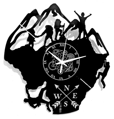 Instant Karma Clocks | Bergsteiger WandUhr mit Kletterer-Motiv – Wanddeko für Outdoor-Fans & Abenteurer | Geräuschlosem Quarzwerk | Geschenkidee für Küche, Schlafzimmer, Wohnzimmer von Instant Karma Clocks