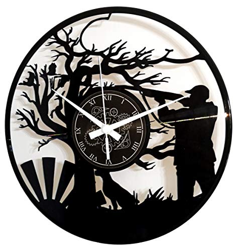 Instant Karma Clocks Vinyl Wanduhr Jagd Jäger Schrotflinte Waldhirsch, Männer Hunter Hunting, Geschenkidee Handgemacht von Instant Karma Clocks