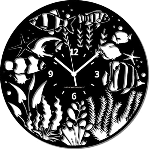 Instant Karma Clocks Wanduhr – Aquarium Fische Meer Ozean Durchmesser 30 cm Schwarz Instant Karma Clocks Wanduhr – Aquarium Fische Meer Ozean Durchmesser 30 cm Schwarz von Instant Karma Clocks