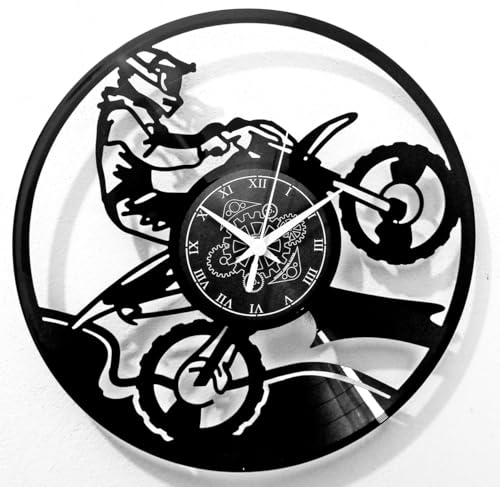 Instant Karma Clocks | Wanduhr Motocross Sprung Design | Sportliche Wanddeko für Motorradfans & Offroad-Enthusiasten von Instant Karma Clocks