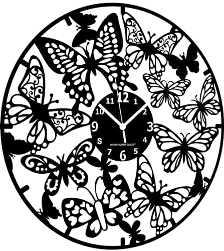 Instant Karma Clocks | Wanduhr | Schmetterlinge | Dekorativ | Schmetterlingsliebhaber | Wohnzimmer | Wunderbares Geschenk für Freunde oder für jeden Schmetterlings-Liebhaber von Instant Karma Clocks