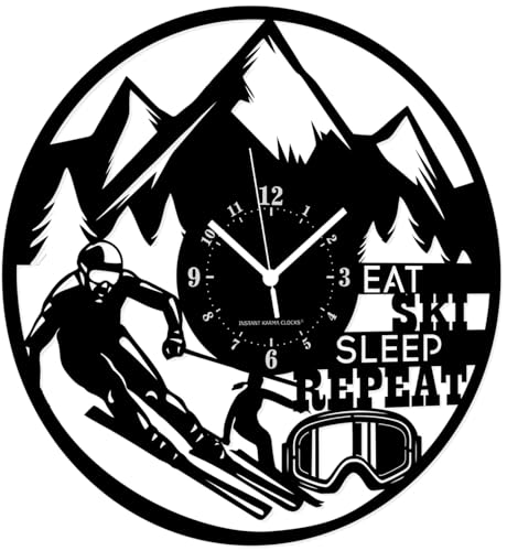 Instant Karma Clocks | Wanduhr | Skifahren | Skifahren | Schnee | Berg | Ausrüstung | Sport von Instant Karma Clocks