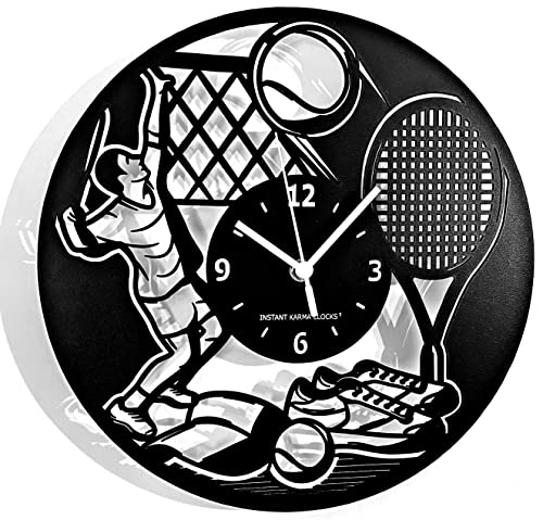 Instant Karma Clocks Wanduhr Tennis Spieler Schläger Tennisspieler Sport Kugel Geschenkidee, Schwarz, 30cm Instant Karma Clocks Wanduhr Tennis Spieler Schläger Tennisspieler Sport Kugel Geschenkidee, Schwarz, 30cm von Instant Karma Clocks
