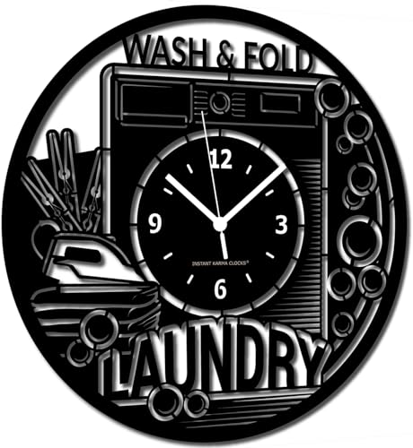 Instant Karma Clocks | Wanduhr | Waschküche | Waschmaschine | Handtücher | Ausrüstung für Trockenreinigung von Instant Karma Clocks