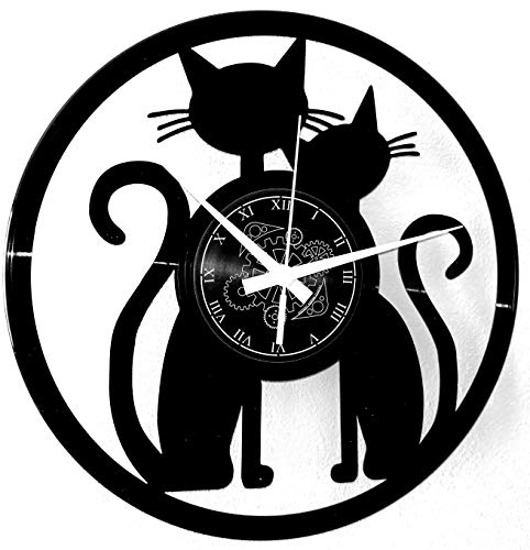 Instant Karma Clocks Vinyl Wanduhr Katzenmotiv und Tiermotiven Haustiere, Katzen, Geschenkidee Handgemacht von Instant Karma Clocks