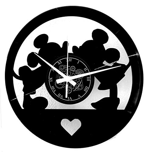 Instant Karma Clocks | Wanduhr Kuss Silhouette | Mäuse Liebe Freunde Motiv | Romantische Dekoration | Modernes Design Accessoire von Instant Karma Clocks