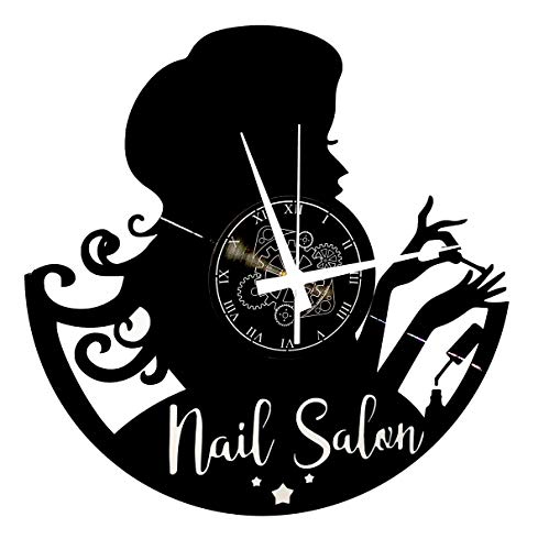 Vinyl Wanduhr Vintage Handgemache Schallplatten-Design Dekor Nail Schönheit Salon von Instant Karma Clocks