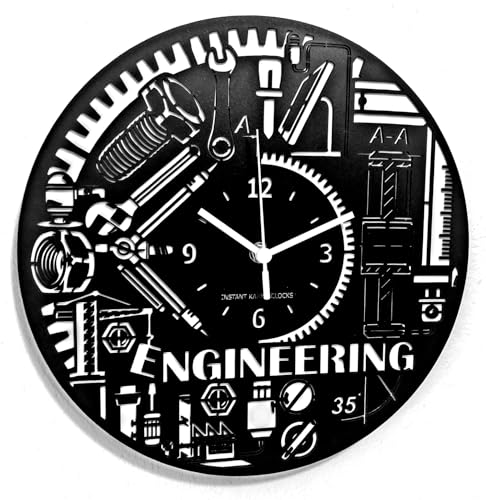 Instant Karma Clocks | Wanduhr mit Ingenieur-Design | Technisches und mechanisches Motiv | Geschenkidee für Ingenieure und Studenten von Instant Karma Clocks