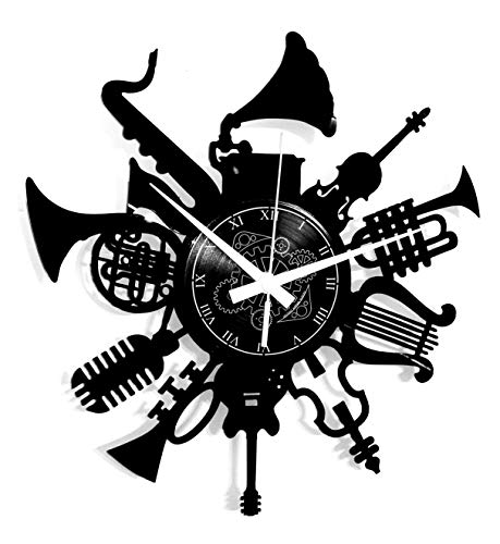| Wanduhr | Musikgruppe | Drums | Schlagzeuger | Rock | Rockmusikliebhaber Band | Gitarre Geschenkidee Musikinstrumente Jazz Pop, Schwarz-05 von Instant Karma Clocks