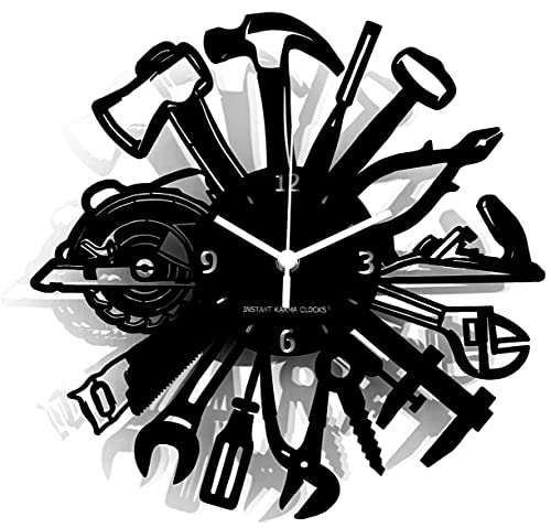 Instant Karma Clocks Wanduhr Künstler Hydraulisch Zimmermann Mechanisch Garage Werkzeuge Geschenkidee für Tischler von Instant Karma Clocks