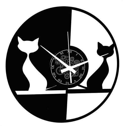 Instant Karma Clocks Vinyl Wanduhr Katzen Haustiere Cats, Tiermotiven, Geschenkidee Handgemacht von Instant Karma Clocks