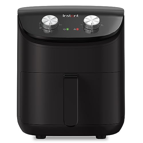 Instant Heißluftfritteuse 3.8L schwarz, kleine kompakte Fritteuse, Antihaftbeschichtung, spülmaschinenfester Korb, kocht 2-4 Portionen, Timer mit Drehschalter, energiesparend und ölfrei - 1500W von Instant Pot