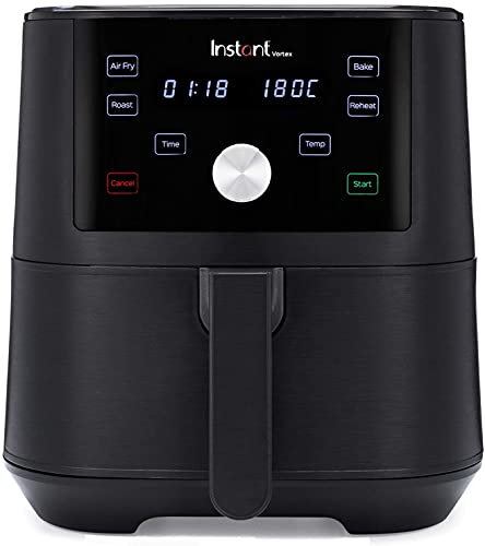 Instant Pot Brands Vortex 4-in-1-Heißluftfritteuse 1700W 5,7L Minibackofen - Gesundes Heißluft-Frittieren, Backen, Braten und Speisenwärmer, Schwarz von Instant Pot