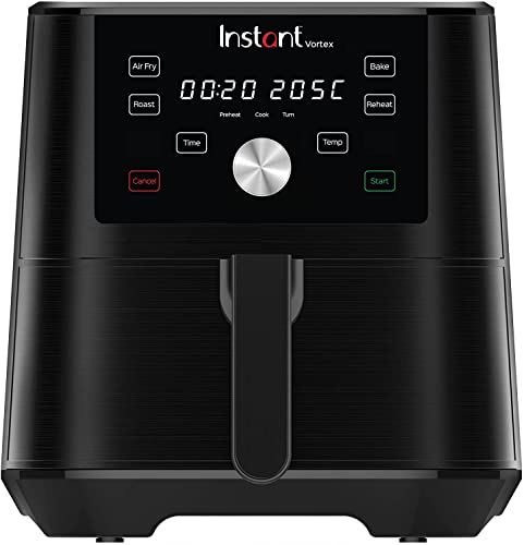 Instant Pot Brands Vortex 4-in-1-Heißluftfritteuse 1700W 5,7L Minibackofen - Gesundes Heißluft-Frittieren, Backen, Braten und Speisenwärmer, Schwarz von Instant Pot