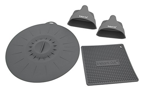 Instant Pot Elektrisches Schnellkochtopf-Set, offizielles Starterzubehör-Set – Paar Mini-Handschuhe, hitzebeständige Matte/Topflappen und Deckel mit Saugnapf von Instant Pot