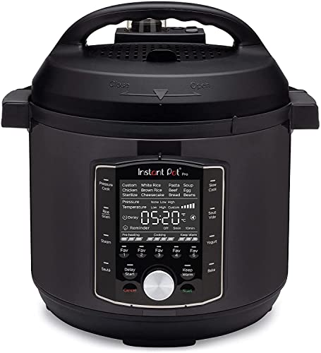 Instant Pot Pro 10-in-1-Elektro-Multikocher 1200 W, 7,6 L – Schnellkochtopf, Schongarer, Reiskocher, Dampfgarer,Sautierpfanne, Sterilisator, Joghurtbereiter, Sous Vide Gerät – Schwarzer Edelstahl von Instant Pot