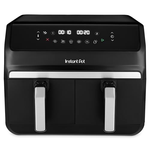 Instant Pot – Vortex Dual Black Heißluftfritteuse – Groß 8 l, Familiengröße, zweifach, 2 4-l-Körbe, 8 in 1 – Dörren, Grillen, Backen, Braten, Aufwärmen, Antihaftbeschichtung, Elektrisch von Instant Pot