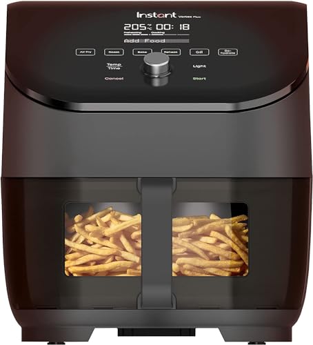 Instant Vortex Plus mit ClearCook - 5.7L Digitale Heißluftfritteuse, Schwarz, 6-in-1 Smart-Programme - Frittieren, Backen, Braten, Grillen, Dehydrieren, Aufwärmen, Großes Fassungsvermögen -1700W von Instant Pot