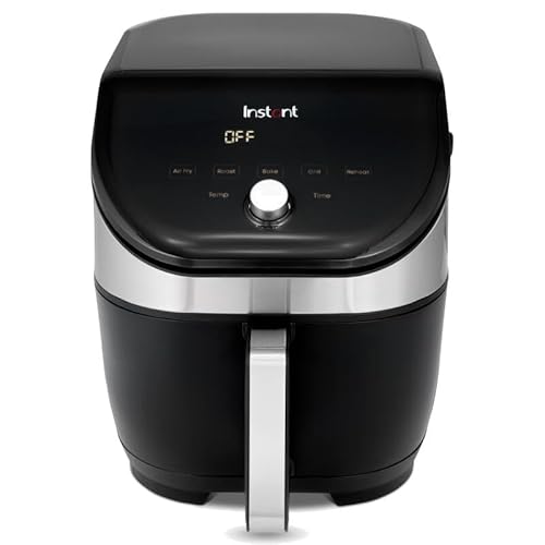 Instant Vortex Slim-5.7L Digitale Heißluftfritteuse, Edelstahl, 5-in-1 Smart Programm-Air Fryer, Backen, Braten, Grillen, Aufwärmen -1700W von Instant Pot