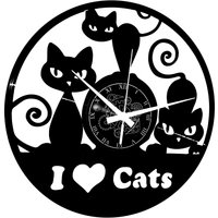 Wanduhr Vinyl Uhr - Vintage Handgefertigt Haustiere Nach Hause Ich Liebe Katzen von InstantKarmaStore