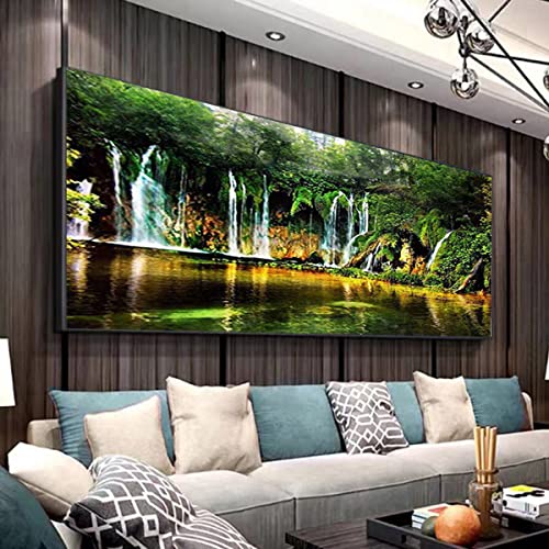 Instarry 5D DIY Diamant Painting Bilder Groß Waldwasserfall Schlafzimmer Wohnzimmer Deko 120x50 cm von Instarry