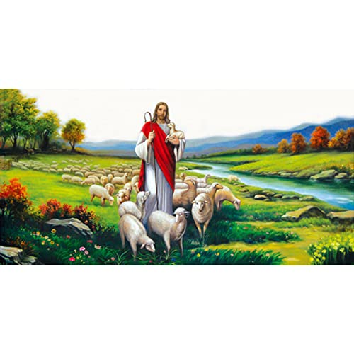 Instarry 5D DIY Diamond Painting Full Groß Jesus Hirte Bild Wall Decor 80x40 cm von Instarry