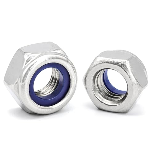 M5-0.8 Selbstsichernde Muttern A2 V2A 304 Edelstahl Sicherungsmutter, Kontermuttern Din 985 mit Nyloneinsätzen 50 Stück von Instockbolts