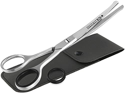 Fellschere Hunde Hundehaarschere Gebogene Pfotenschere mit Mikroverzahnung - Profi Fell Haarschere Schere für Tiere 16 cm mit Etui von InstrumenteNrw