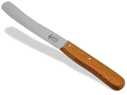 InstrumenteNrw Buckelsmesser aus Solingen Frühstücksmesser Buttermesser Made in Germany Messer mit Holzgriff aus Buche Brötchenmesser aus Rostfreiem Edelstahl mit breiter Messerklinge 21,5 cm von InstrumenteNrw