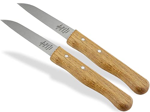 Gemüsemesser 2er Set aus Solingen Obstmesser mit Echt Holzgriff aus Buche Allzweckmesser mit Rostfreier Messerklinge Schälmesser Made in Germany Universal Messer mit Extra Scharfem Präzisem Schnitt von InstrumenteNrw