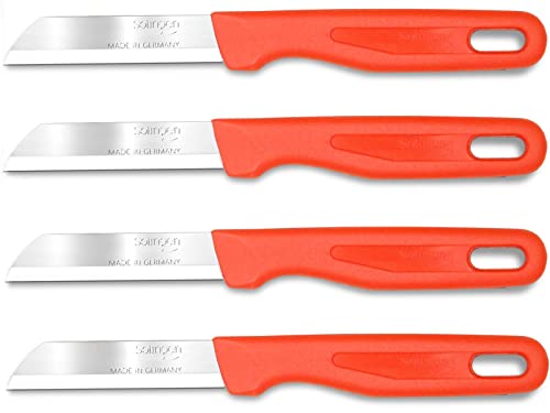 Gemüsemesser Set aus Solingen Schälmesser Obstmesser Universal Messer Made in Germany Allzweckmesser mit Scharfem und Präzisem Schnitt Messerklinge aus Rostfreiem Edelstahl (Rot, 4er Set) von InstrumenteNrw