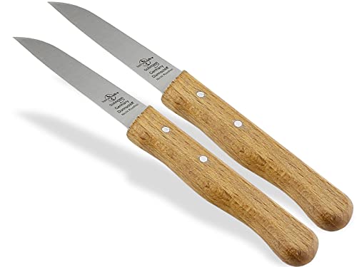 Gemüsemesser Solingen 2er Set Schälmesser Made in Germany Obstmesser mit Nicht Rostfreier Messerklinge Küchenmesser mit Holzgriff Buche Universal Messer mit Extra Scharfem Schnitt für Obst und Gemüse von InstrumenteNrw