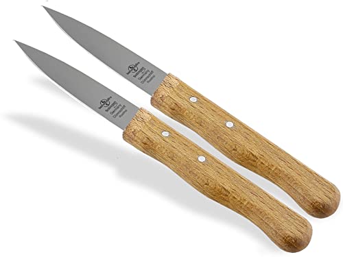 Gemüsemesser Solingen Schälmesser 2er Set Buche Holzgriff Made in Germany Allzweckmesser Universal Messer mit Rostfreier Mittelspitzer Messerklinge Obstmesser zum Schneiden Schälen von Obst und Gemüse von InstrumenteNrw