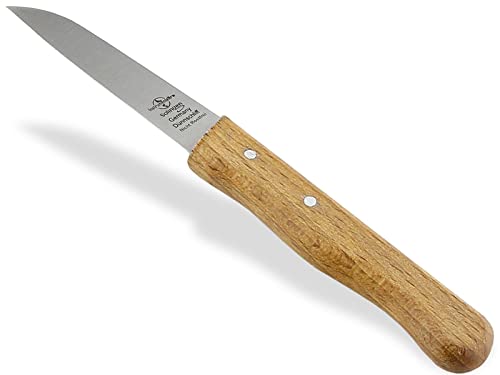 Gemüsemesser Solingen Schälmesser Made in Germany Obstmesser mit Nicht Rostfreier Messerklinge Küchenmesser mit Holzgriff aus Buche Universal Messer mit Extra Scharfem Schnitt für Obst und Gemüse von InstrumenteNrw