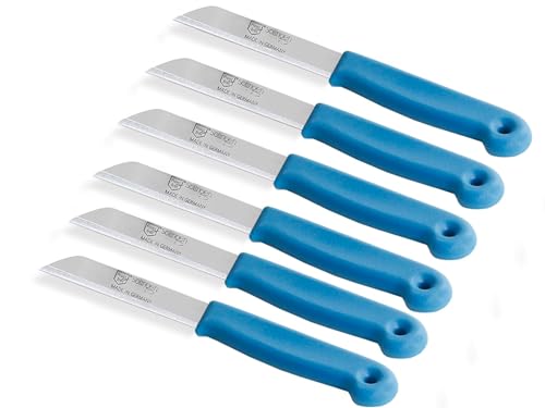 Obstmesser Gemüsemesser Set aus Solingen Kleines Messer mit Scharfem und Präzisem Schnitt aus Rostfreiem Edelstahl Made in Germany Allzweckmesser Universalmesser Klein/Groß (6er Set, Lang - Gezahnt) von InstrumenteNrw