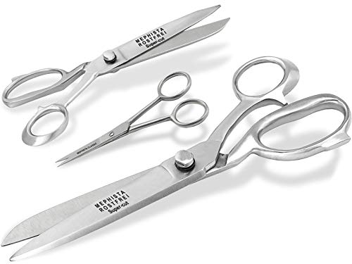 PREMIUM Stoffscheren-Set Schneiderschere Textilschere Arbeitsschere Bastelschere Mikroverzahnung Stickschere Nähschere 3-Teilig Silber von InstrumenteNrw