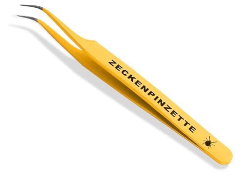 InstrumenteNrw Premium Zeckenpinzette Zeckenzange Edelstahl Zecken Pinzette Hunde Katzen rostfreier Qualitätsstahl (Gelb) von InstrumenteNrw