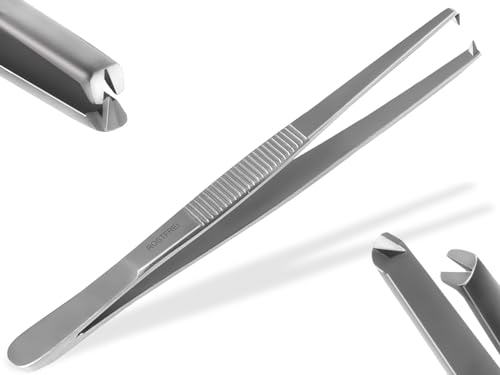 Profi Pinzette Gerade 10,5 cm bis 60 cm AUSWAHL, mit Innenzahnung NEU (10,5 cm) Silber von InstrumenteNrw