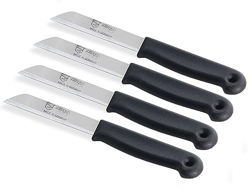 Schälmesser Set Gemüsemesser aus Solingen Kleines Küchenmesser Made in Germany Allzweckmesser mit Scharfem und Präzisem Schnitt aus Rostfreiem Edelstahl in Klein und Groß Schwarz (4, Lang) von InstrumenteNrw