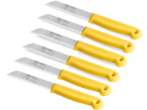 Schälmesser Set aus Solingen Gemüsemesser Allzweckmesser Obstmesser Made in Germany Messer Universal Küchenmesser Edelstahl Rostfrei zum Schneiden von Obst, Gemüse und Fisch (6, Lang - Gezahnt) von InstrumenteNrw