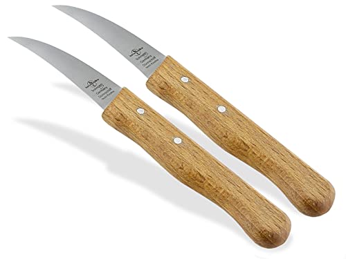 Schälmesser Solingen Vogelschnabel 2er Set mit Nicht Rostfreier gebogener Klinge Küchenmesser Extra Scharf Gemüsemesser Obstmesser Made in Germany mit Holzgriff Buche zum Schneiden von Obst und Gemüse Schälmesser Solingen Vogelschnabel 2er Set mit Nicht Rostfreier gebogener Klinge Küchenmesser Extra Scharf Gemüsemesser Obstmesser Made in Germany mit Holzgriff Buche zum Schneiden von Obst und Gemüse von InstrumenteNrw