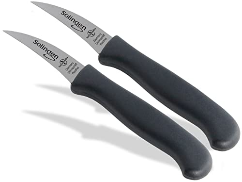 Schälmesser aus Solingen Gemüsemesser Set mit scharfer gebogener Schnittfläche Obstmesser Küchenmesser Made in Germany Schneidmesser aus Rostfreiem Edelstahl Schwarz Spülmaschinen geeignet (2) von InstrumenteNrw