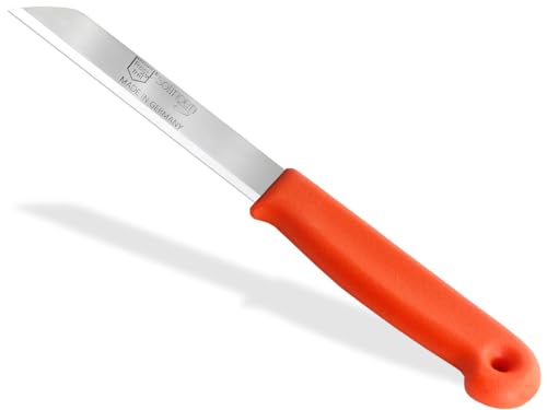 Solinger Obstmesser Gemüsemesser Made in Germany Schälmesser Küchenmesser 18 cm Messer mit Extra Scharfer Rostfreier Edelstahl Klinge Allzweckmesser zum Schneiden Schälen von Obst & Gemüse (Orange) von InstrumenteNrw