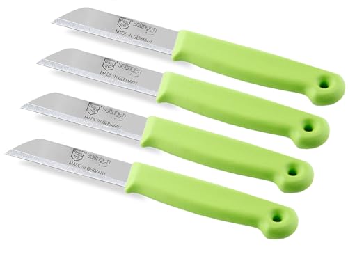 Universal Messer-Set aus Solingen Küchenmesser mit Extra Scharfer Schnittfläche für einen Präzisen Glatten Schnitt Edelstahl Rostfrei Schälmesser Obstmesser Gemüsemesser Grün (4, Kurz) von InstrumenteNrw