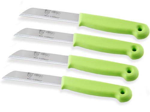 Universal Messer-Set aus Solingen Küchenmesser mit Extra Scharfer Schnittfläche für einen Präzisen Glatten Schnitt Edelstahl Rostfrei Schälmesser Obstmesser Gemüsemesser Grün (4, Lang - Gezahnt) von InstrumenteNrw