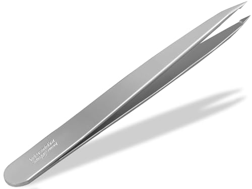 Zupfpinzette Pinzette aus Solingen Haarzupfpinzette Made in Germany Augenbrauenpinzette aus Rostfreiem Edelstahl für die Gesichtspflege zum Zupfen von kleinen Härchen für Damen und Herren (Spitz) von InstrumenteNrw